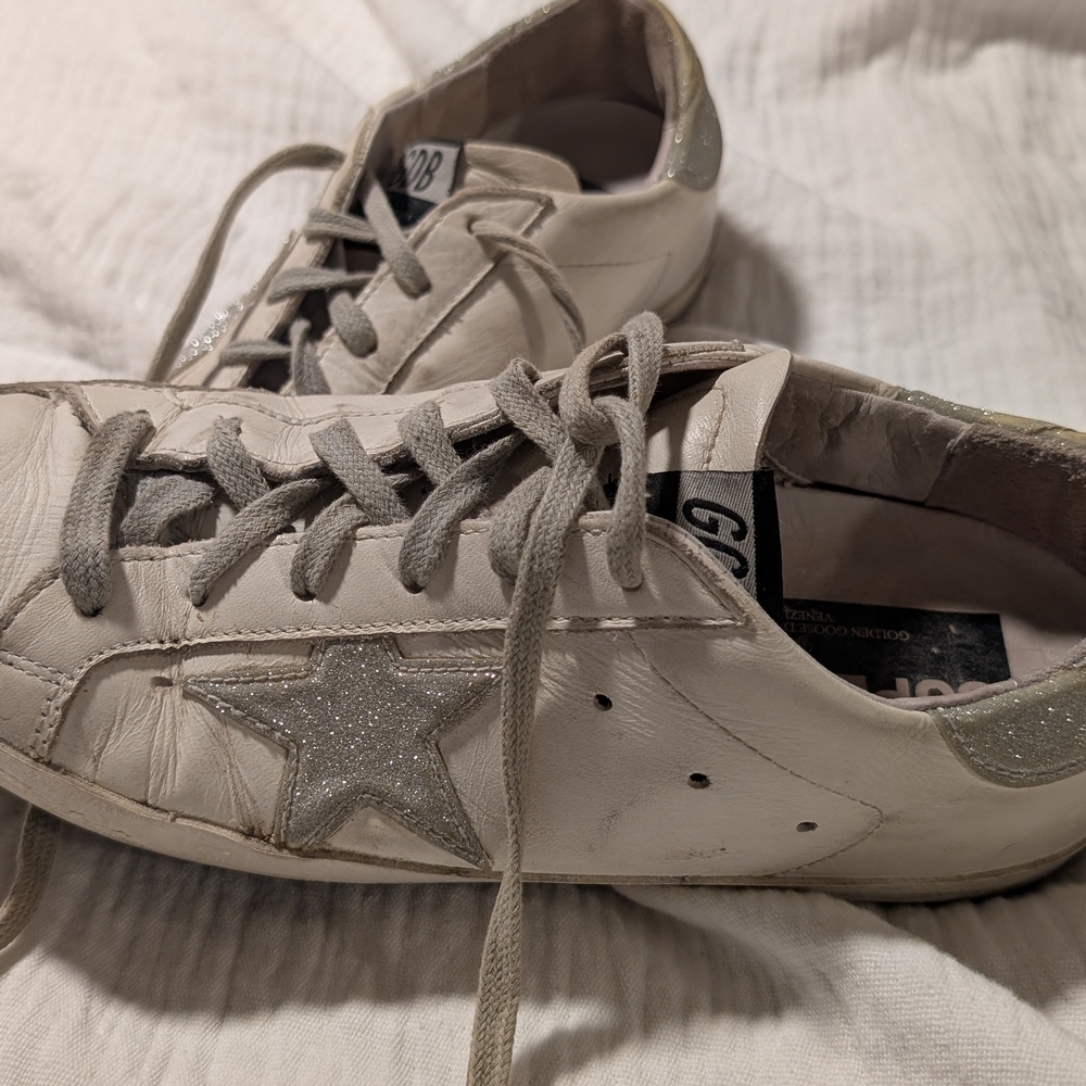 Golden Goose White and Gray Sneakers
